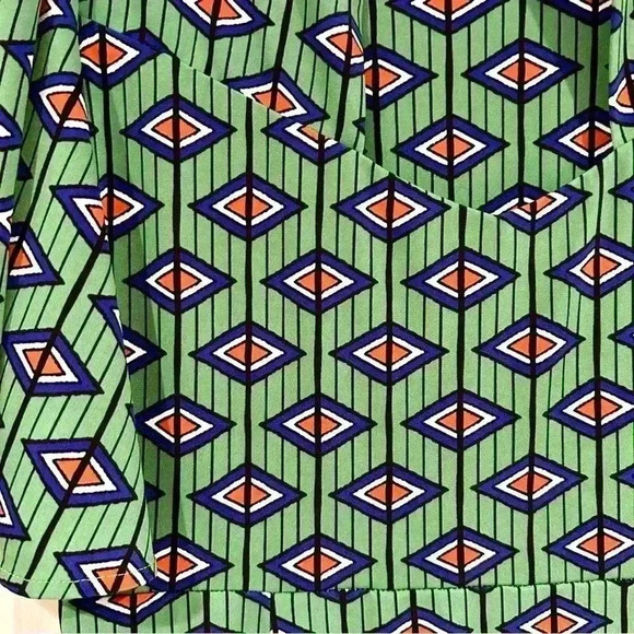 Jolie Moi Green Geometric Flowy Sleeve Midi Dress Women Size 14 EU 42 Cut Out - Picture 12 of 15